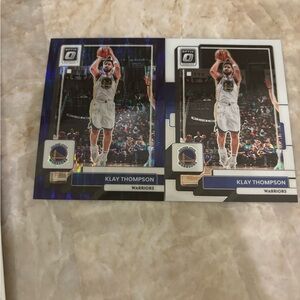 2 Klay Thompson Panini Optic Basketball Cards Purple Shock and Base
